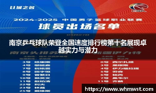南京乒乓球队荣登全国速度排行榜第十名展现卓越实力与潜力